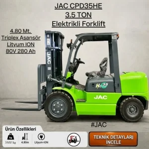 Jac Forklift - 3.5 Ton Elektrikli 4 Yol Valf