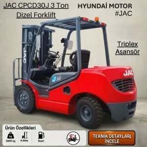 Jac Forklift - 3 Ton Dizel Hyundai Motor