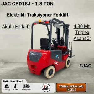 JAC Forklift - 1.8 Ton Elektrikli