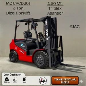 JAC Forklift - 3 Ton Dizel J Serisi
