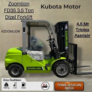 Zoomlion Forklift - 3.5 Ton Dizel - Kubota Motor