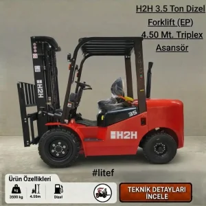 H2H 3,5 ton dizel forklift Türkiye distribütöründen leasingli peşin yada kiralık forklift seçenekleriyle.