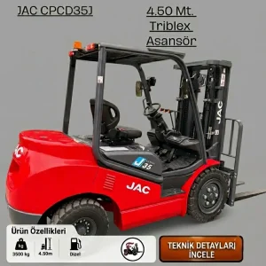JAC J 3,5 ton dizel forklift Xinchai motor Türkiye distribütöründen leasingli.