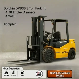 Dolphin dizel 3 ton 4.70 mt forklift Türkiye distribütöründen leasingli, Kiralık Forklift ve Kiralık Dizel Forklift seçenekleriyle.