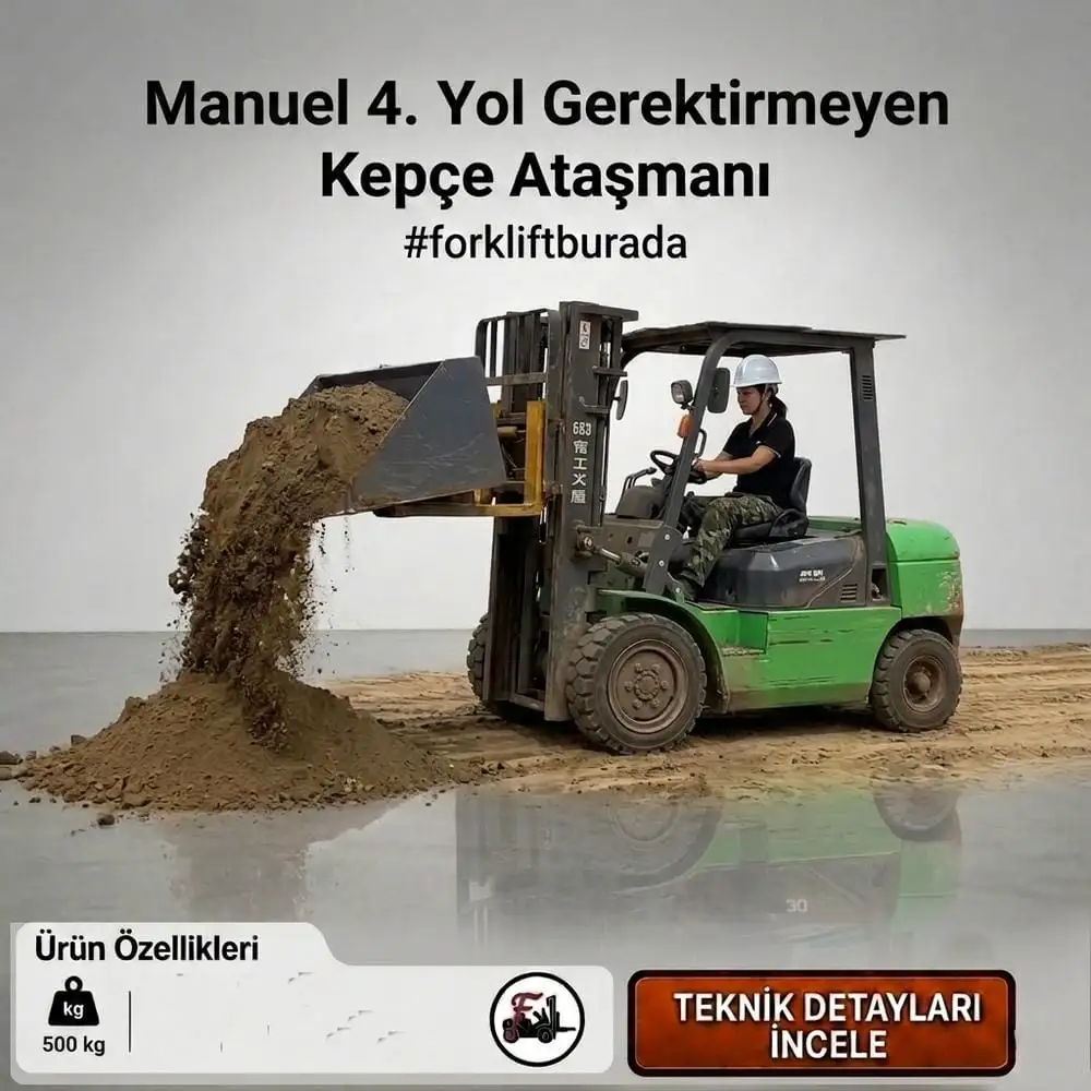 Forklift uyumlu 4. yol gerektirmeyen kepçe