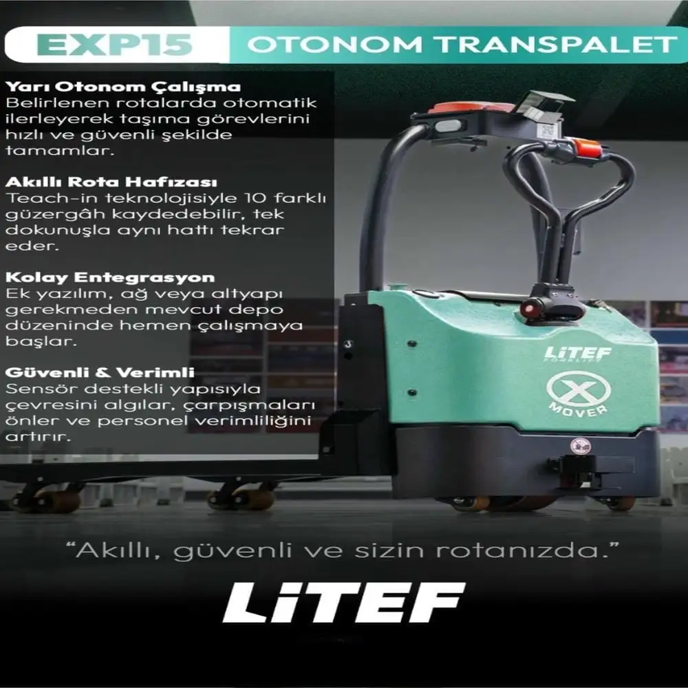 LİTEF 1,5 ton otonom transpalet Türkiye distribütöründen Kiralık Transpalet ve Kiralık Elektrikli Transpalet seçenekleriyle.