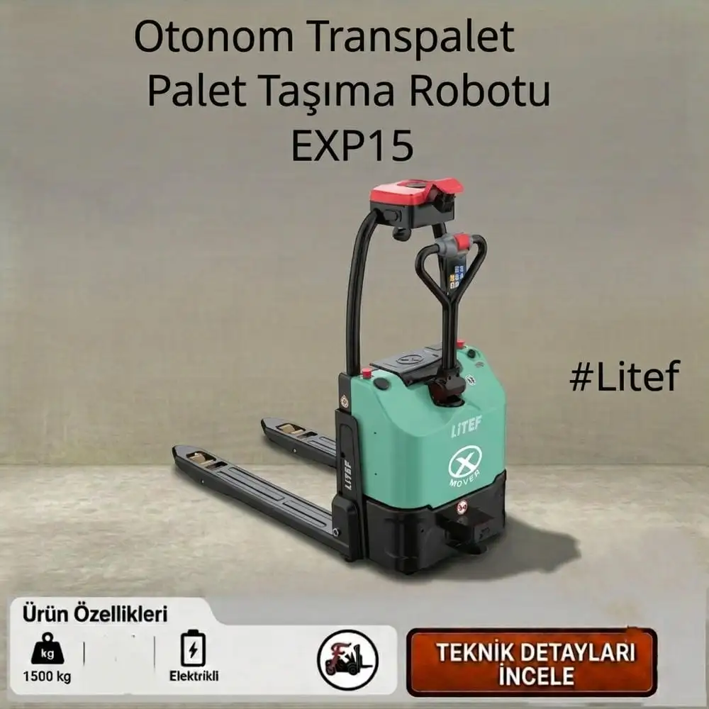 LİTEF 1,5 ton otonom transpalet Türkiye distribütöründen leasingli, Kiralık Otonom Transpalet ve Kiralık Transpalet seçenekleriyle.