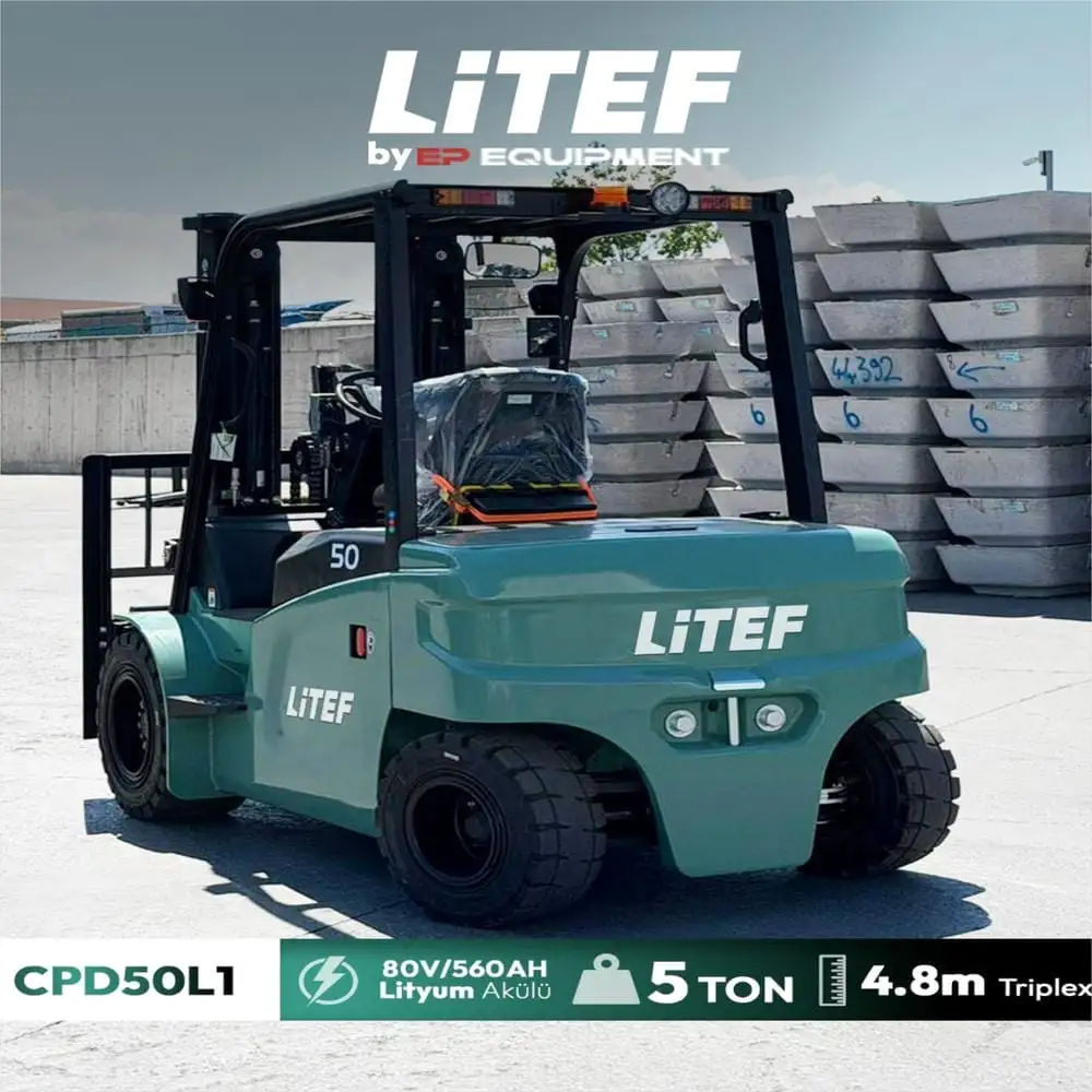 LİTEF 5 ton elektrikli forklift Türkiye distribütöründen leasingli, Kiralık Forklift ve Kiralık Elektrikli Forklift seçenekleriyle.