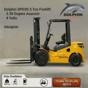 Dolphin dizel 3 ton forklift Türkiye distribütöründen leasingli, Kiralık Dizel Forklift ve Kiralık Mazotlu Forklift.